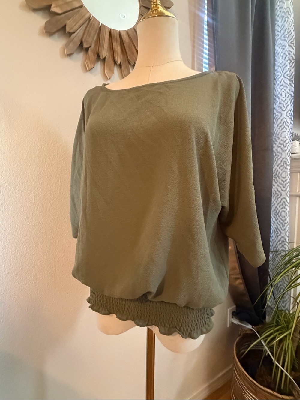 Michael Kors Olive Green Dolman Sleeve Blouse | MK Logo Hardware n